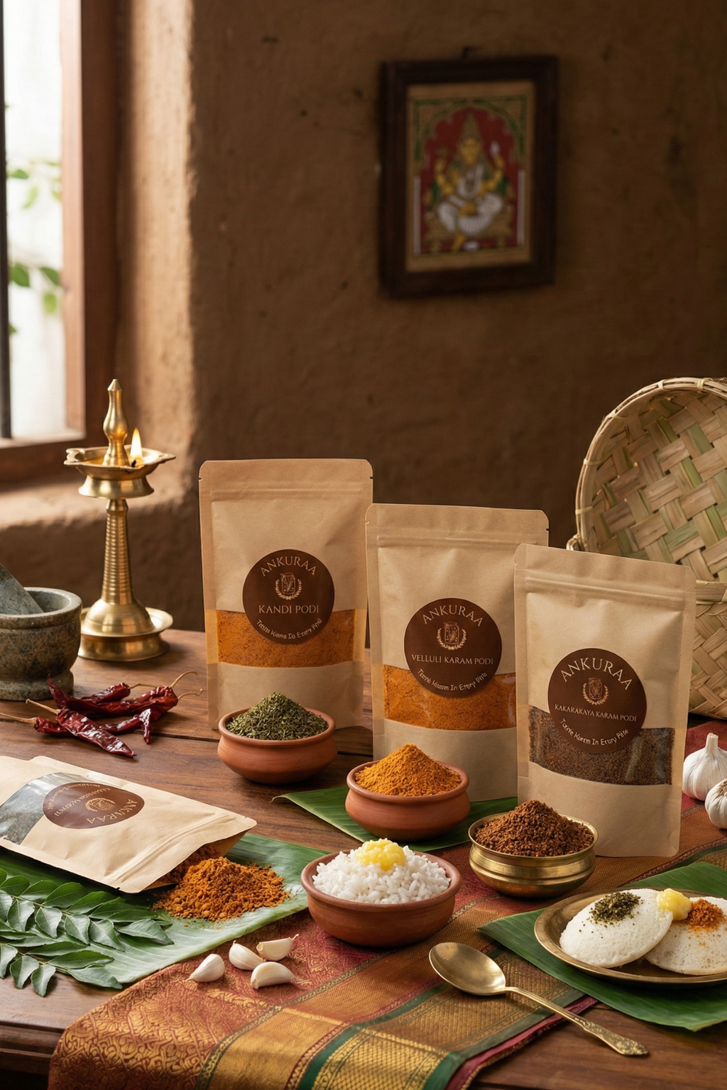 Ankuraa Palle Podis Combo | Authentic Village Spice Box | 4-in-1 Sankranthi Special