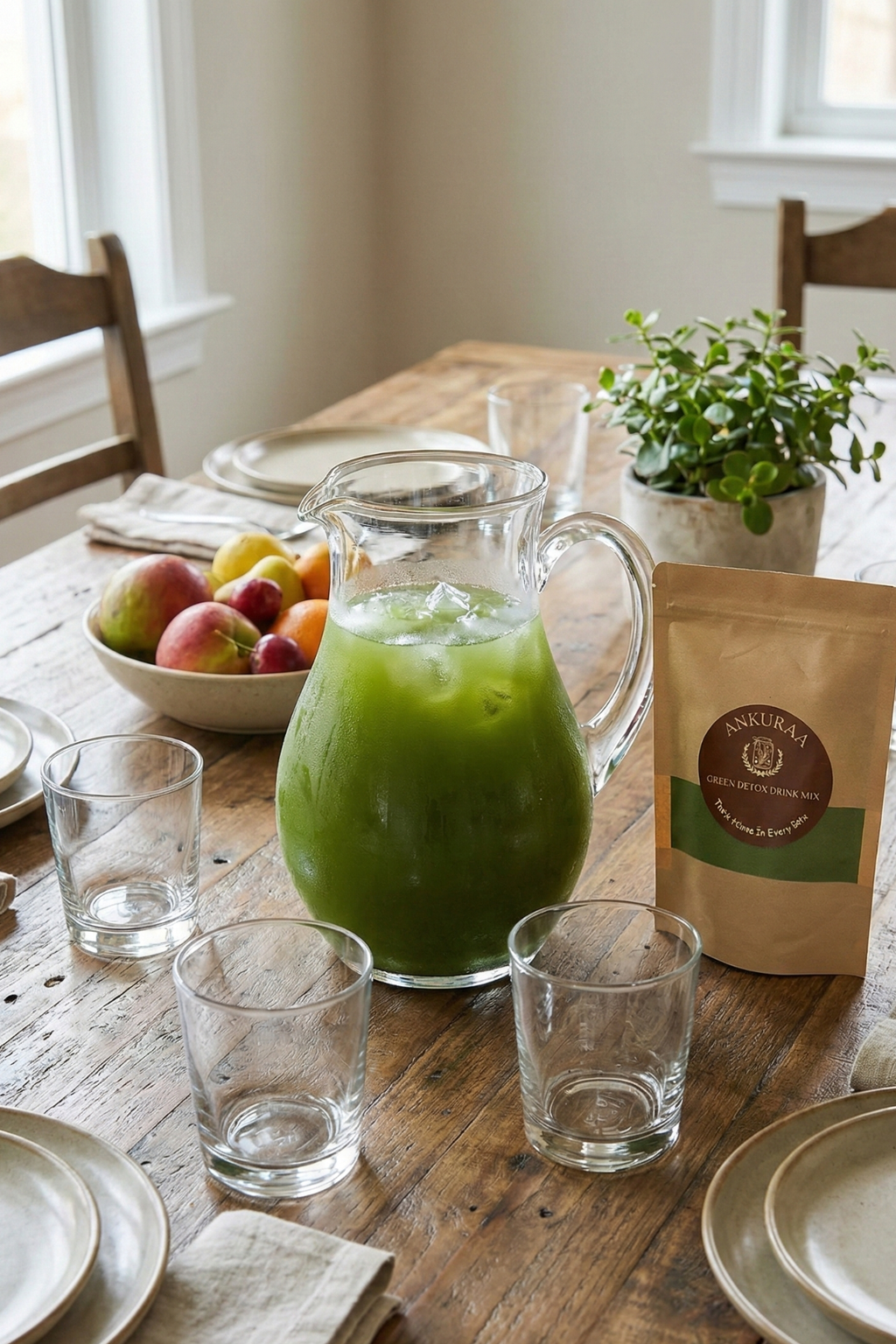 Ankuraa Green-Detox Drink Mix | Ultimate Supergreens Blend | Spinach, Moringa & Wheatgrass