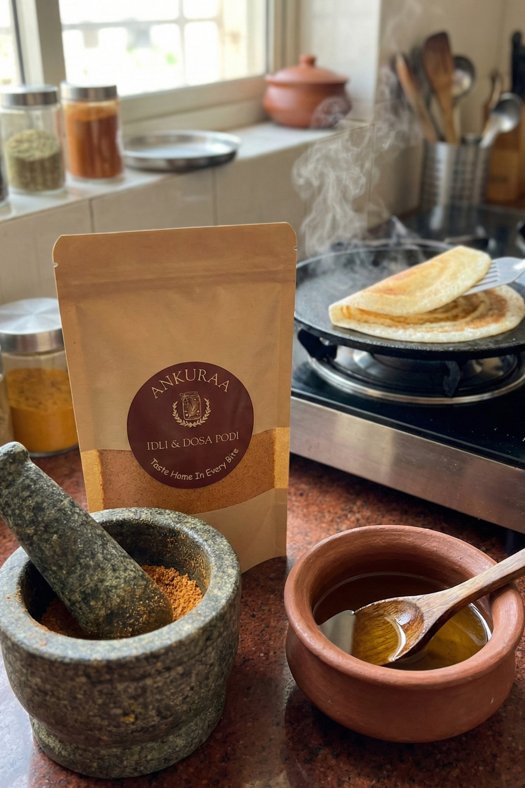 Ankuraa Idli & Dosa Podi | Authentic Gunpowder | Sesame & Lentil Spice Blend