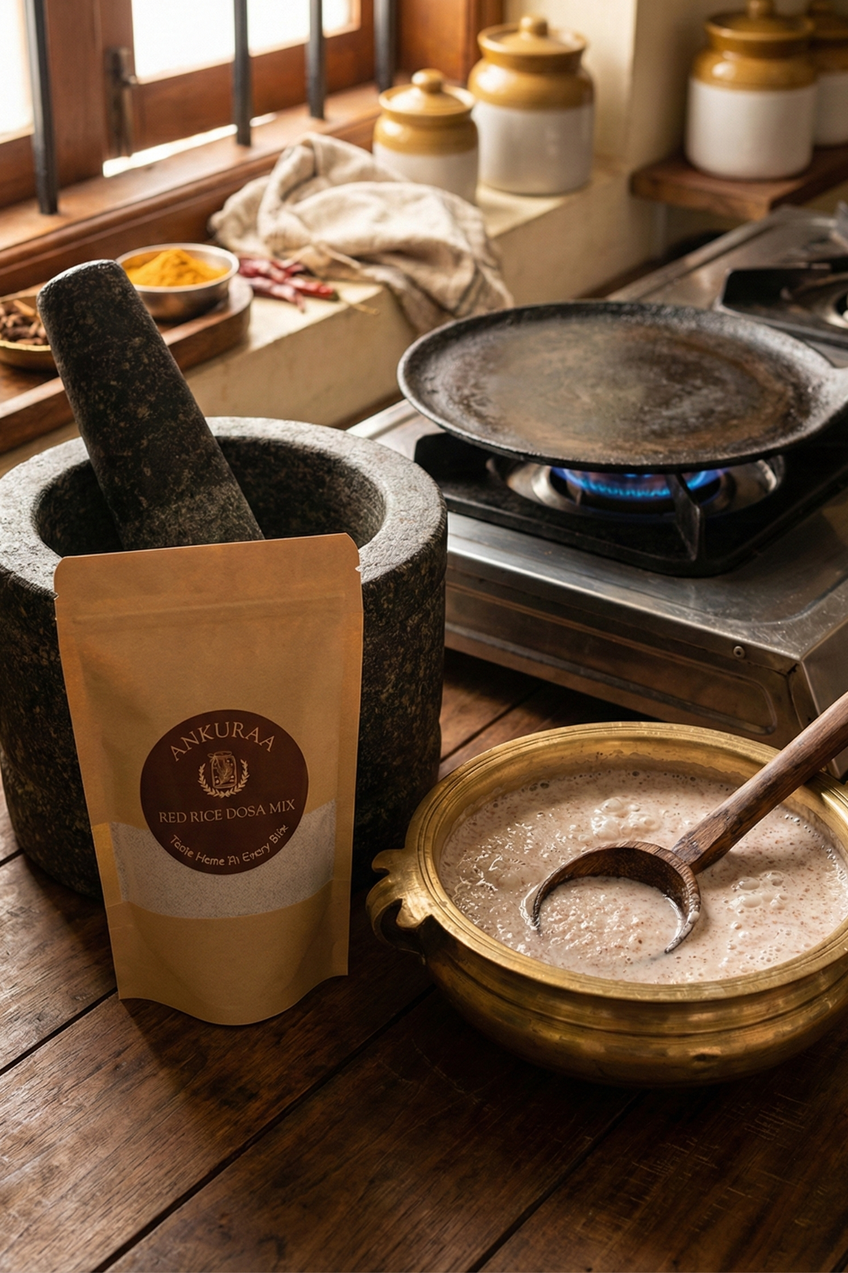 Ankuraa Red Rice Dosa Mix | Traditional Red Rice Breakfast | High Fiber & Iron Rich